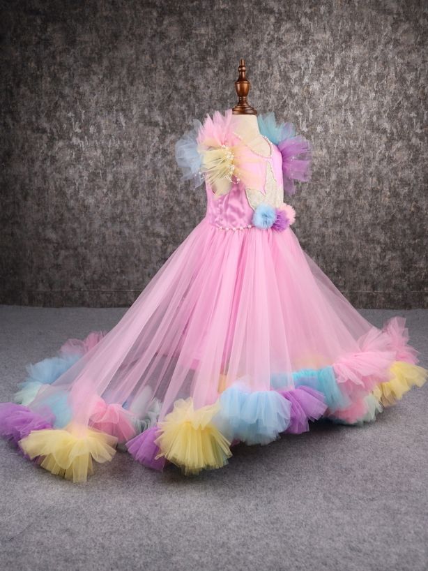Pear Bear Gorgeous Unicorn Ruffled Frill Gown.