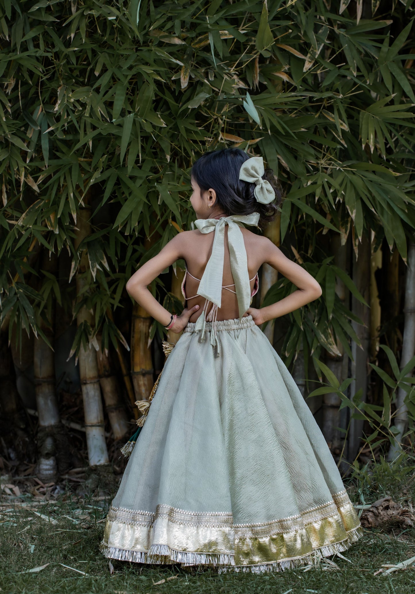 Pear Bear Halter Neck Stylish Top And Lehenga.