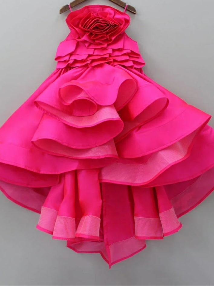 Pear Bear Hot Pink High Low Trail Dress.