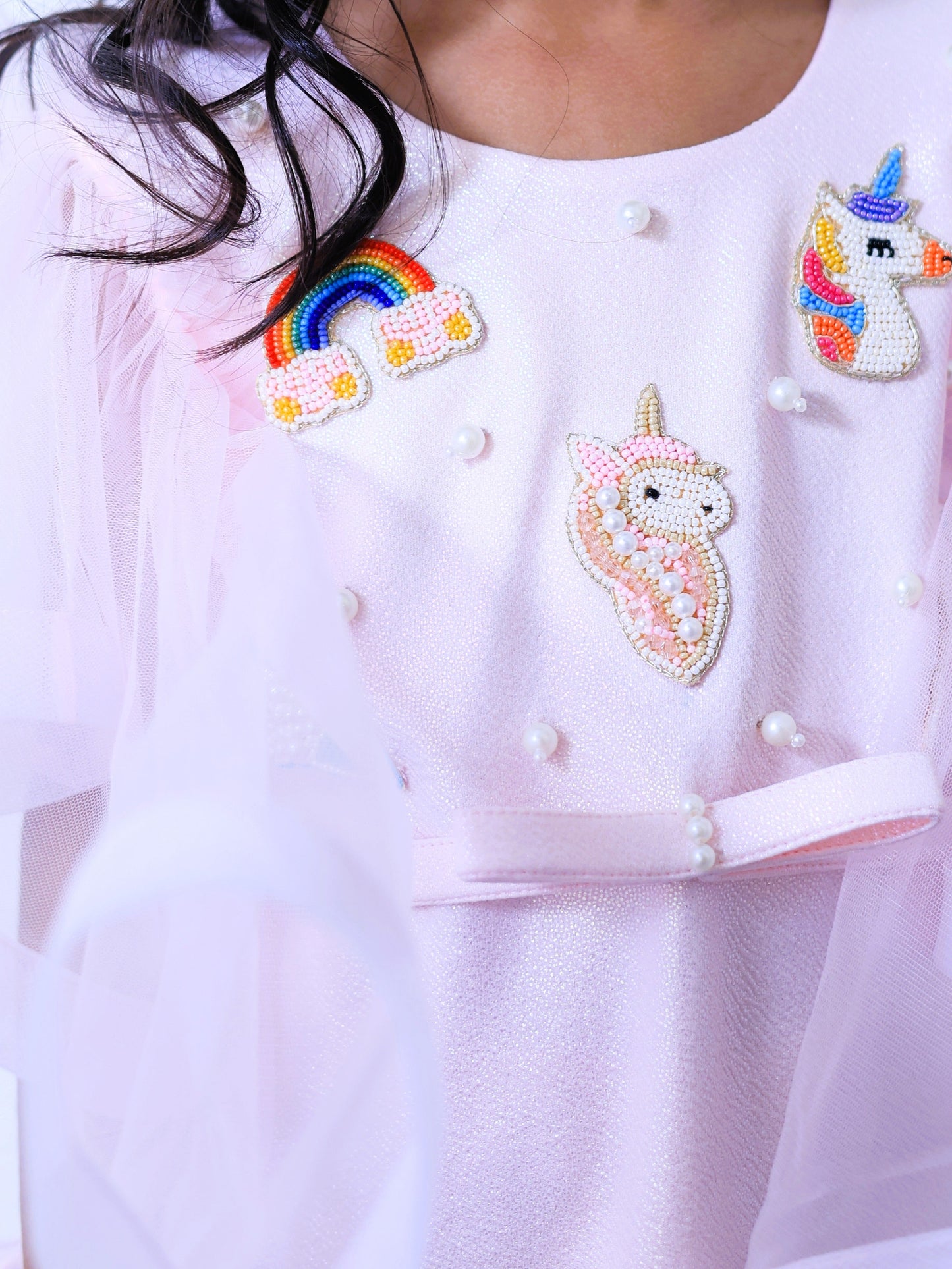 Pear Bear Pink Flared Sleeves Dress.