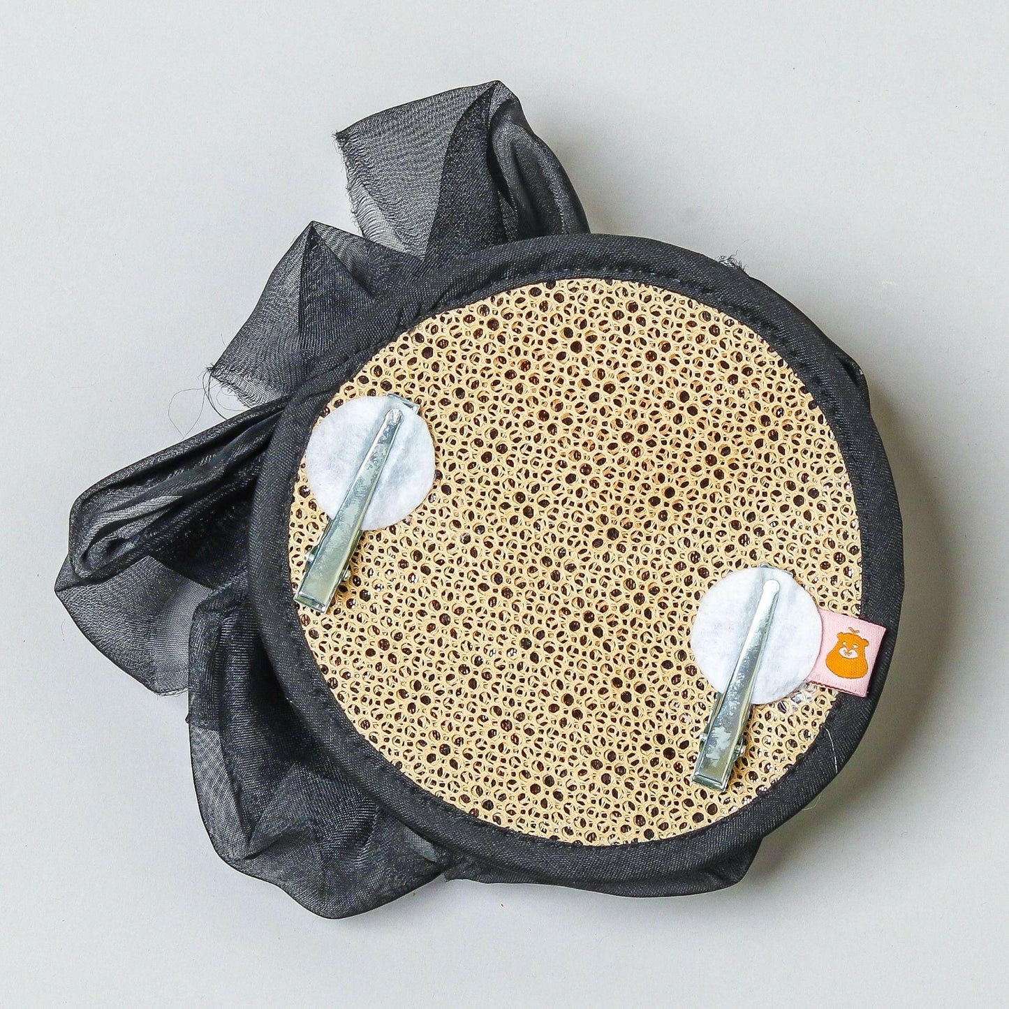 Pear Bear Shinny Sequin And Black Floral Hair Clip.