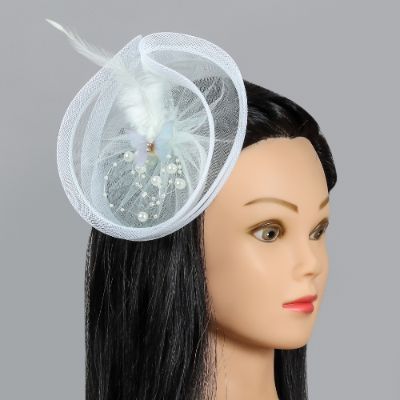 Butterfly Embellished Twisted Powder Green Pearl String Hair Fascinator