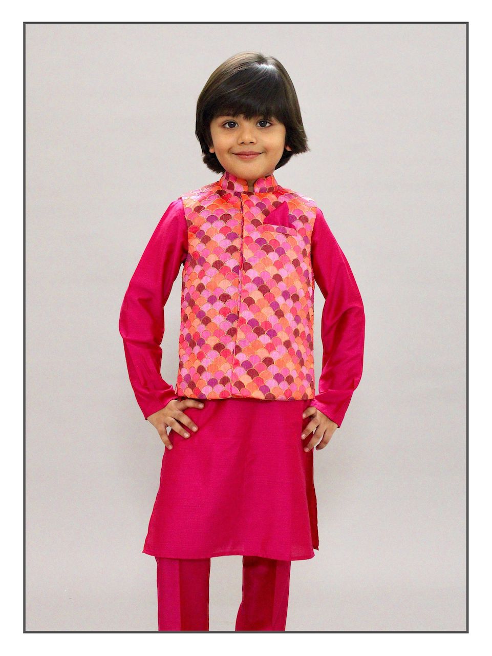 Fuchsia Nehru Jacket Set