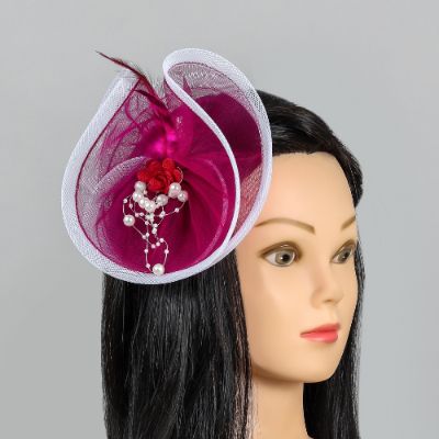 Flower Embellished Twisted Wine Hair Fascinator