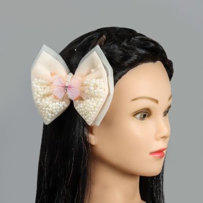 Peach And Off White Dual Bowie Hair Fascinator