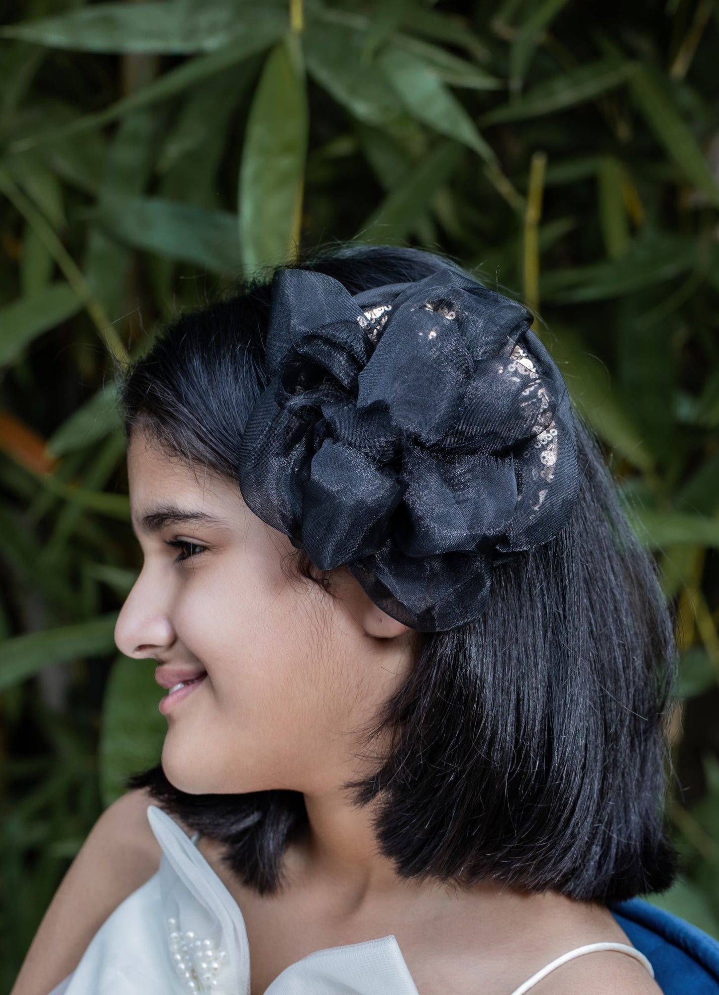 Shinny Sequin And Black Floral Hair Fascinator