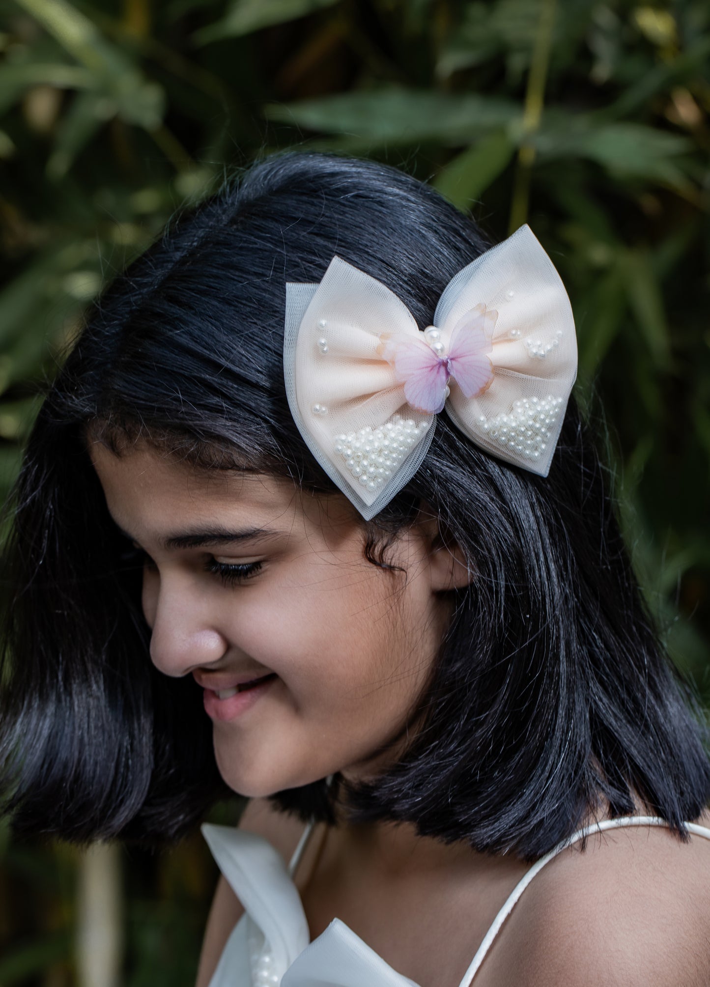 Peach And Off White Dual Bowie Hair Fascinator