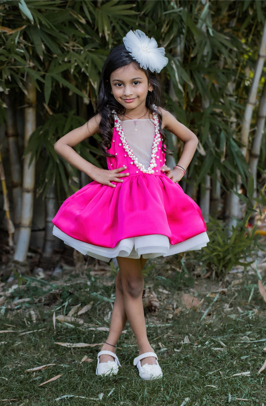 Exquisite Magenta Dress With Detachable Bow