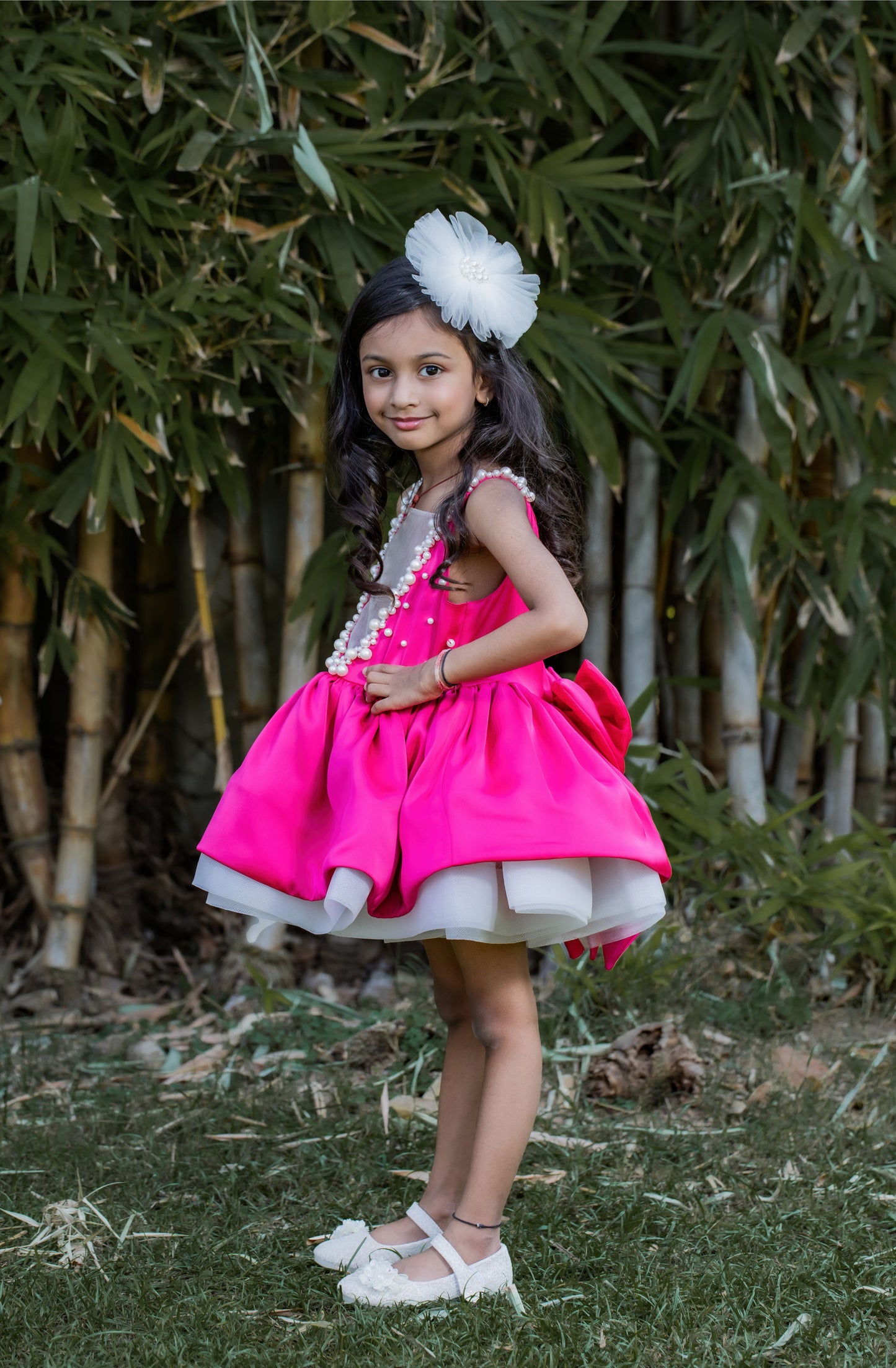 Exquisite Magenta Dress With Detachable Bow