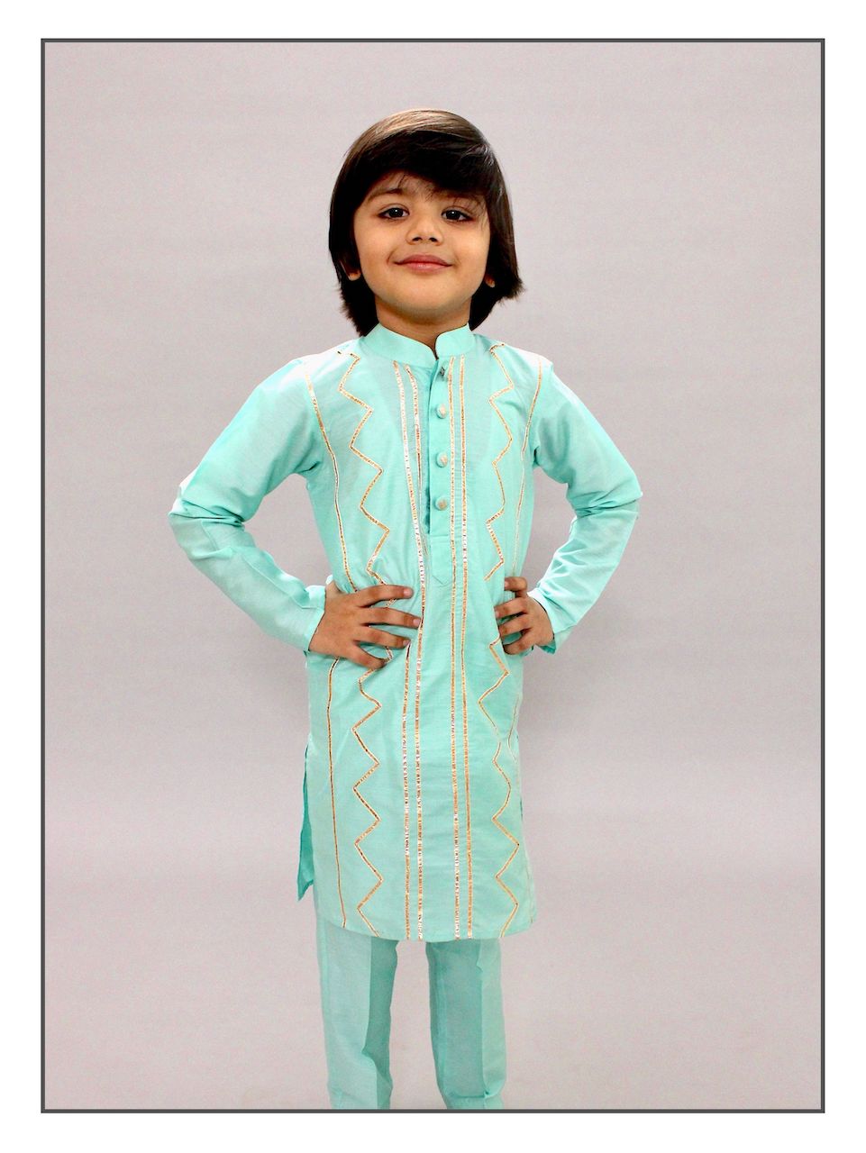 Turquoise Gota kurta Set