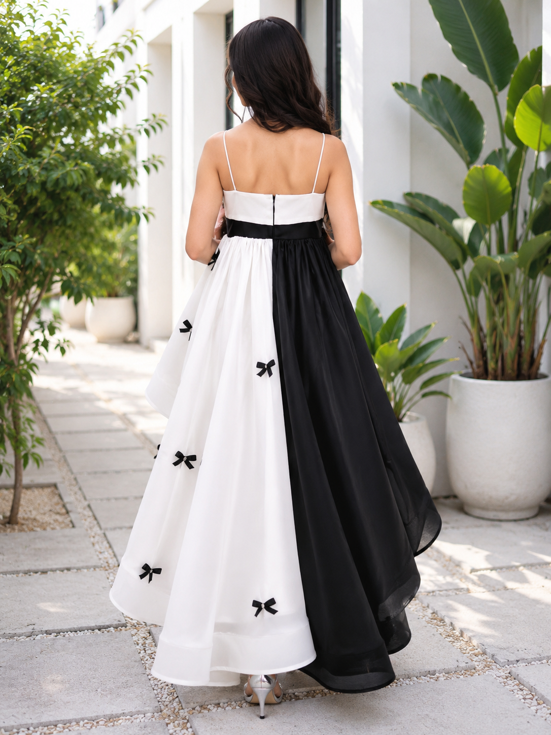 Black & White Taffeta Occasion Gown for Women & Girls | Mother & Daughter Matching Option