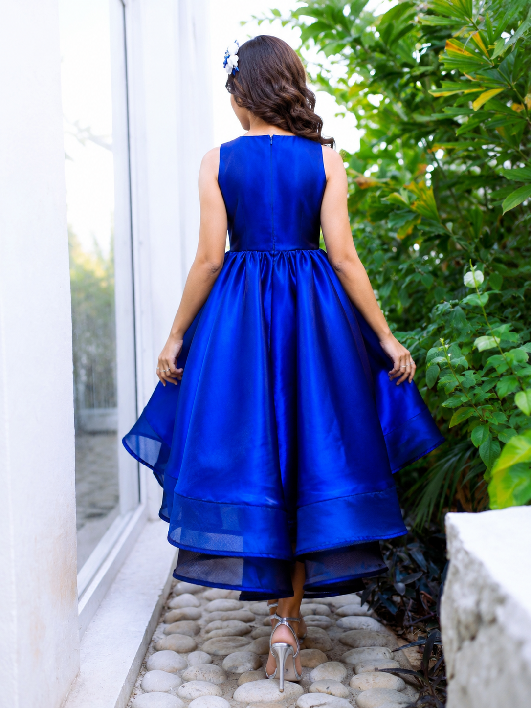 Royal Blue Silk Organza Party Dress for Women & Girls | Mother & Daughter Matching Option