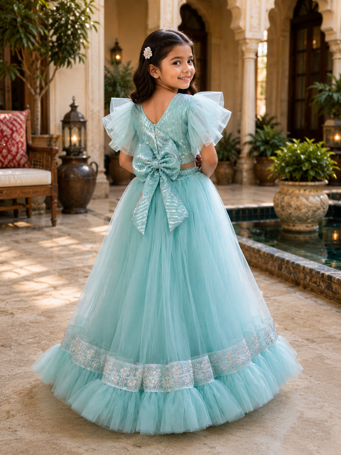 Girls_aqua_blue_embellished_tulle_lehenga_choli_set_with_statement_sleeves_and_tassel_detailing_2