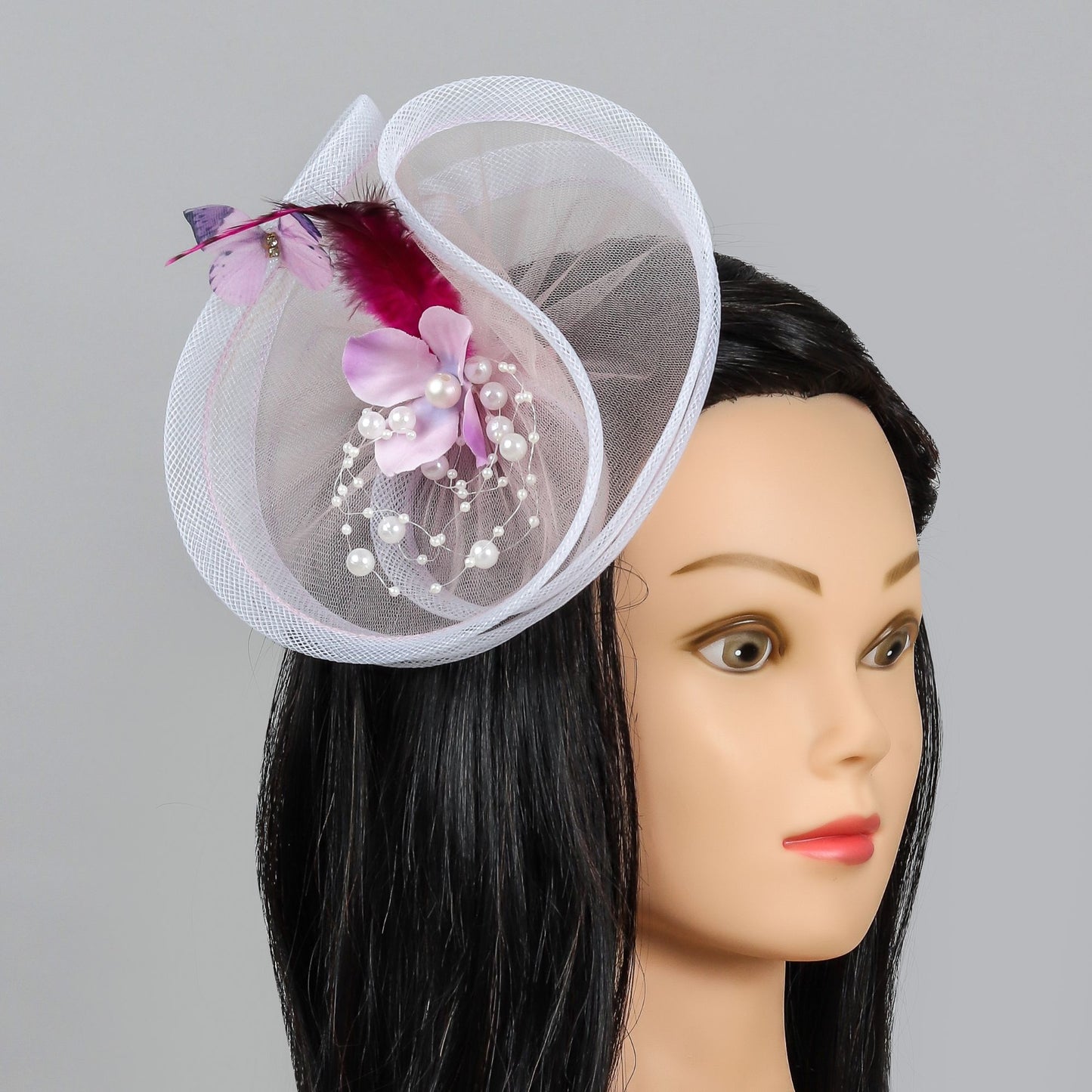 Lavender Butterfly Net Alligator Hair Fascinator