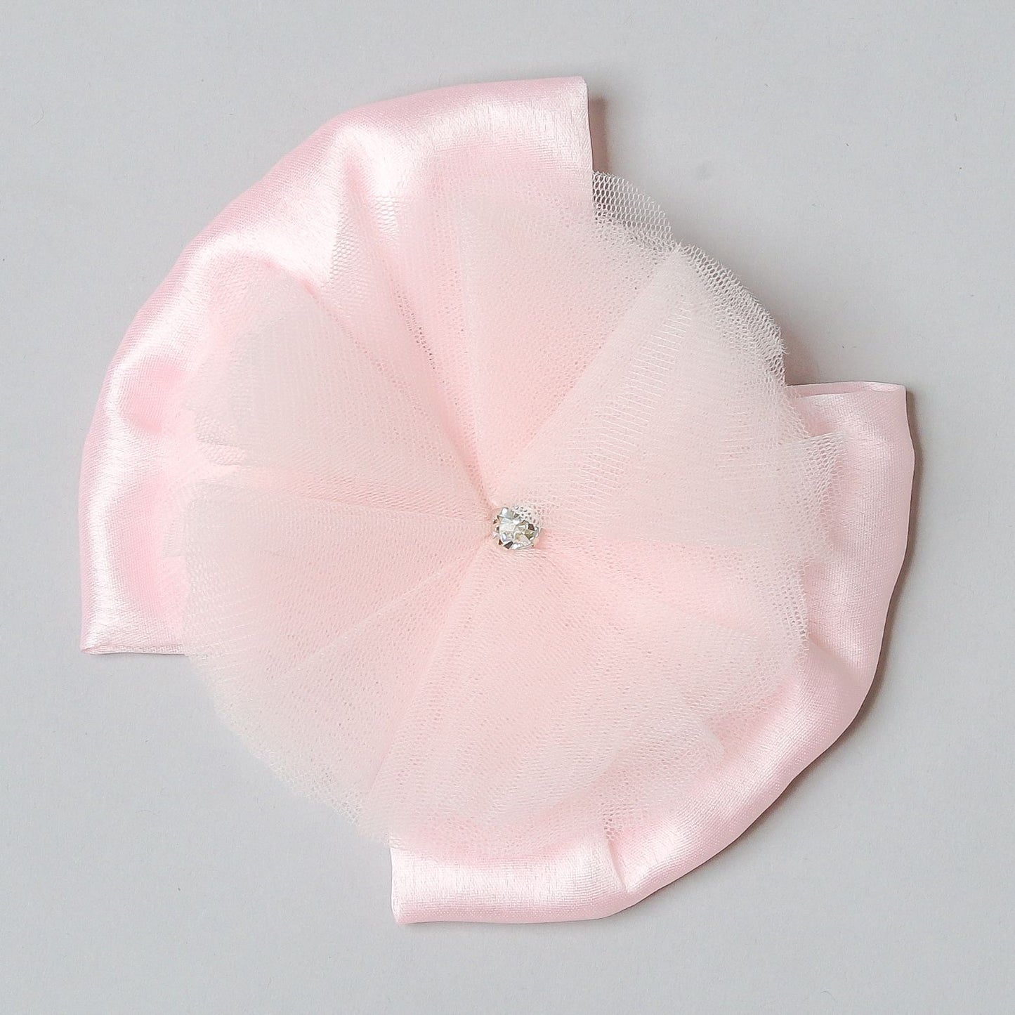 Elegant Peach Flat Back Stone Embellished Fancy Hair Bow