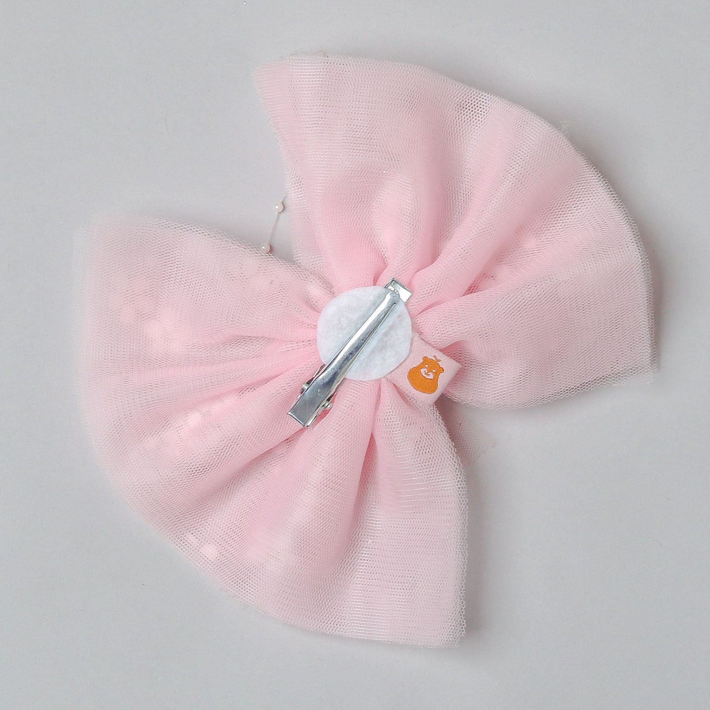 Pink Two Tone Frilly Hair Bow with Pearl String