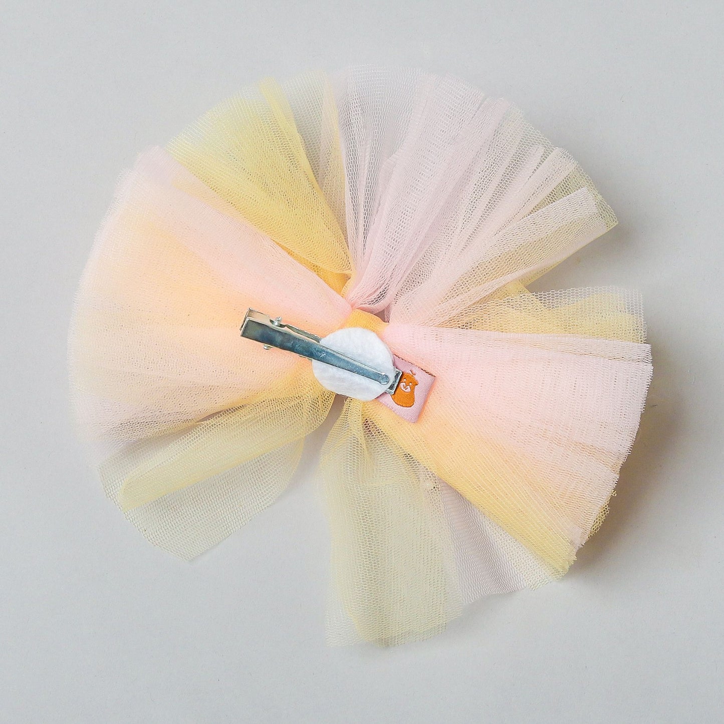 Butterfly Adorned Yellow And Pink Two Tone Frilly Hair Fascinator