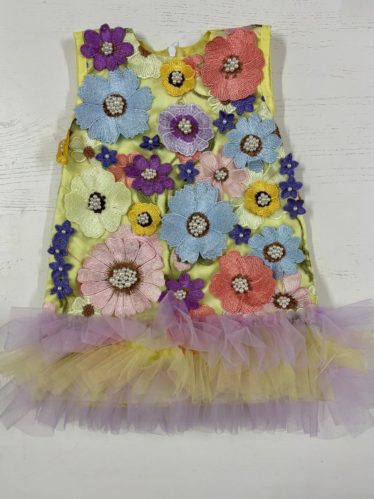 Pear Bear Yellow & Lavendar Pretty Flower Bouquet Dress (New colour flowers available)