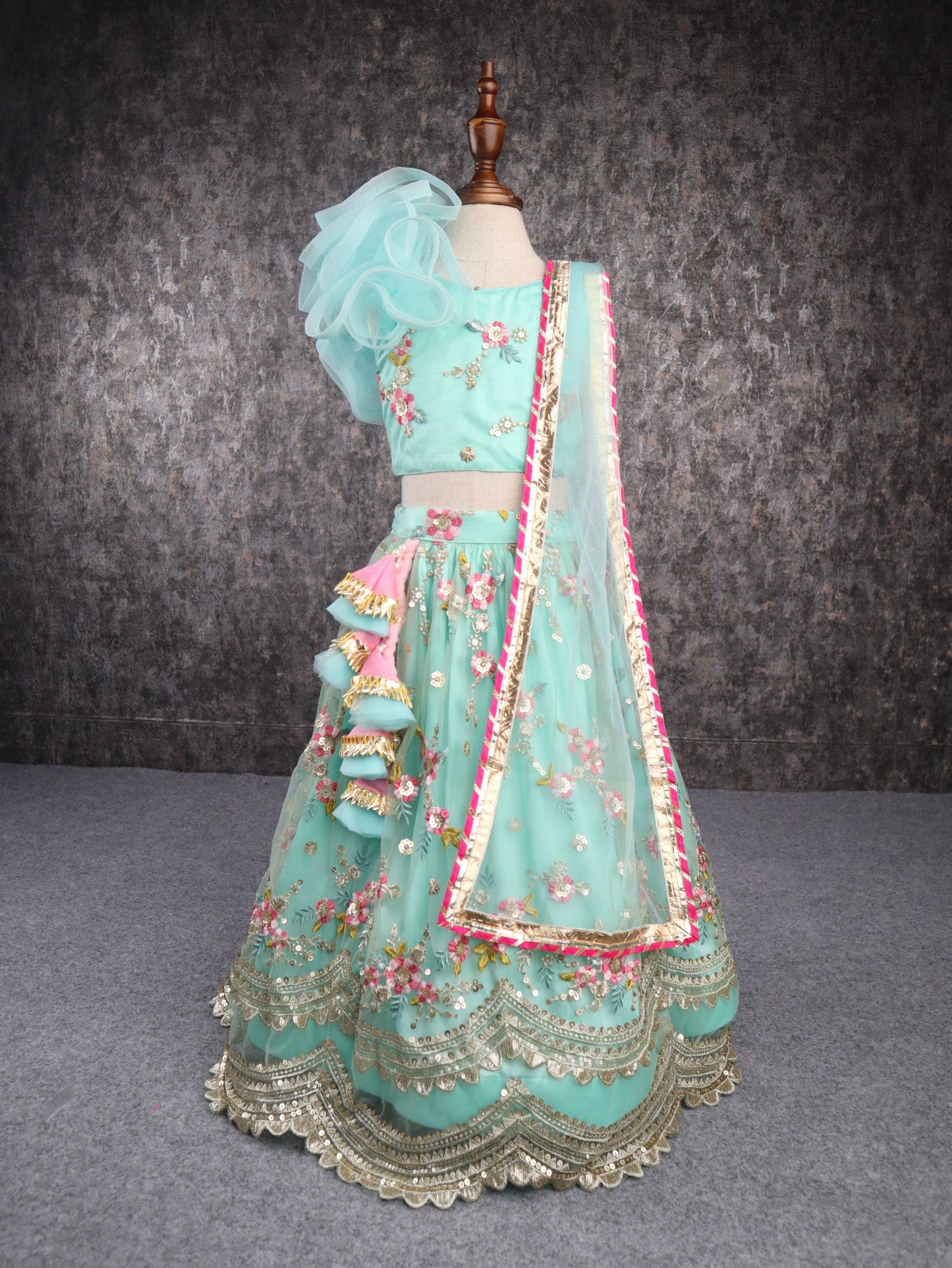 Green Heavy Embroidery Lehenga