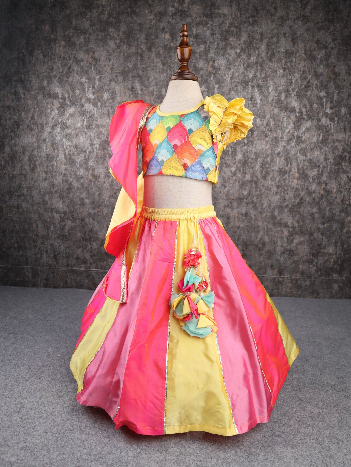 Multi Taffeta Lehenga