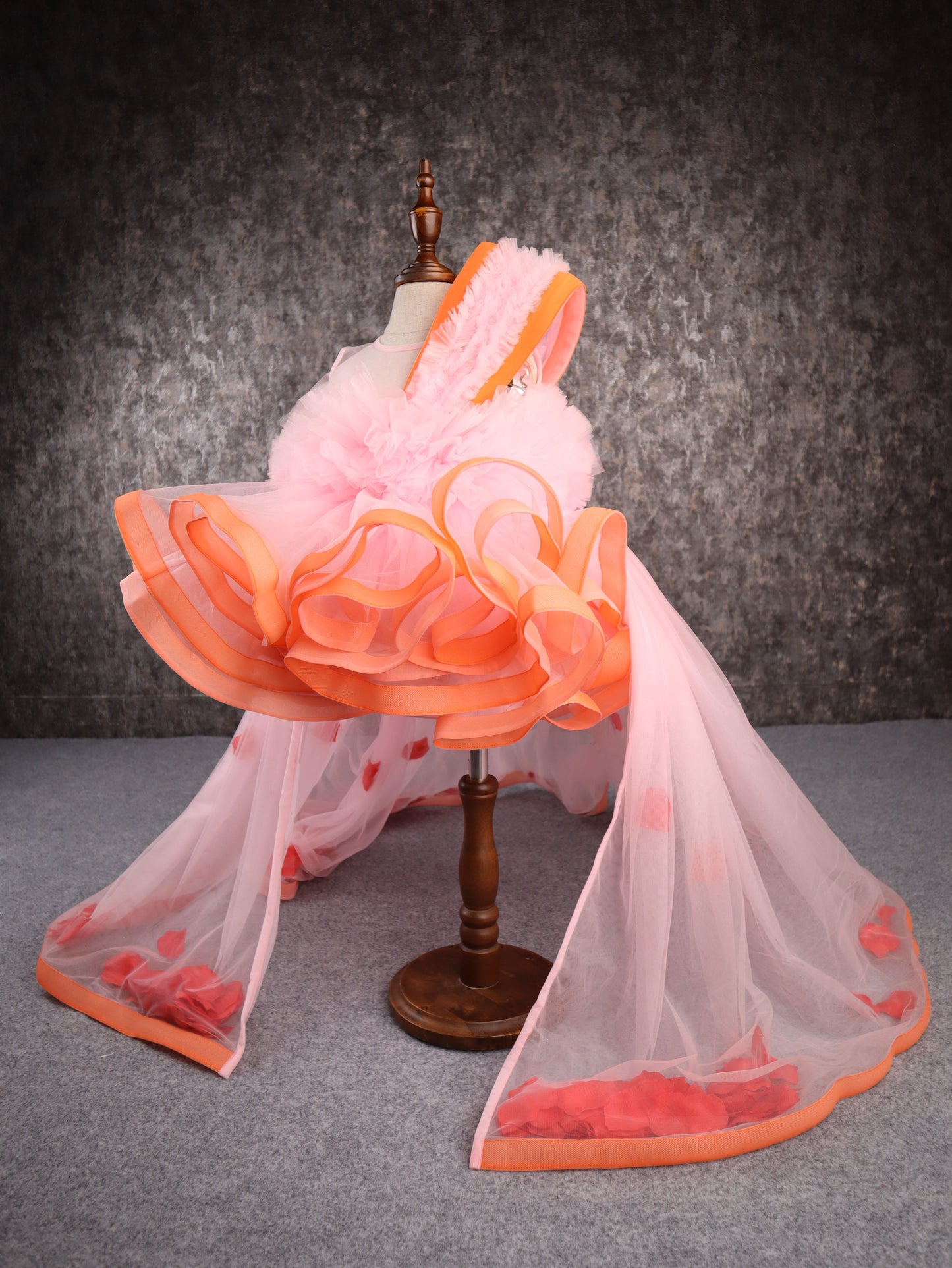 Orange Pink Falling Petals Dress