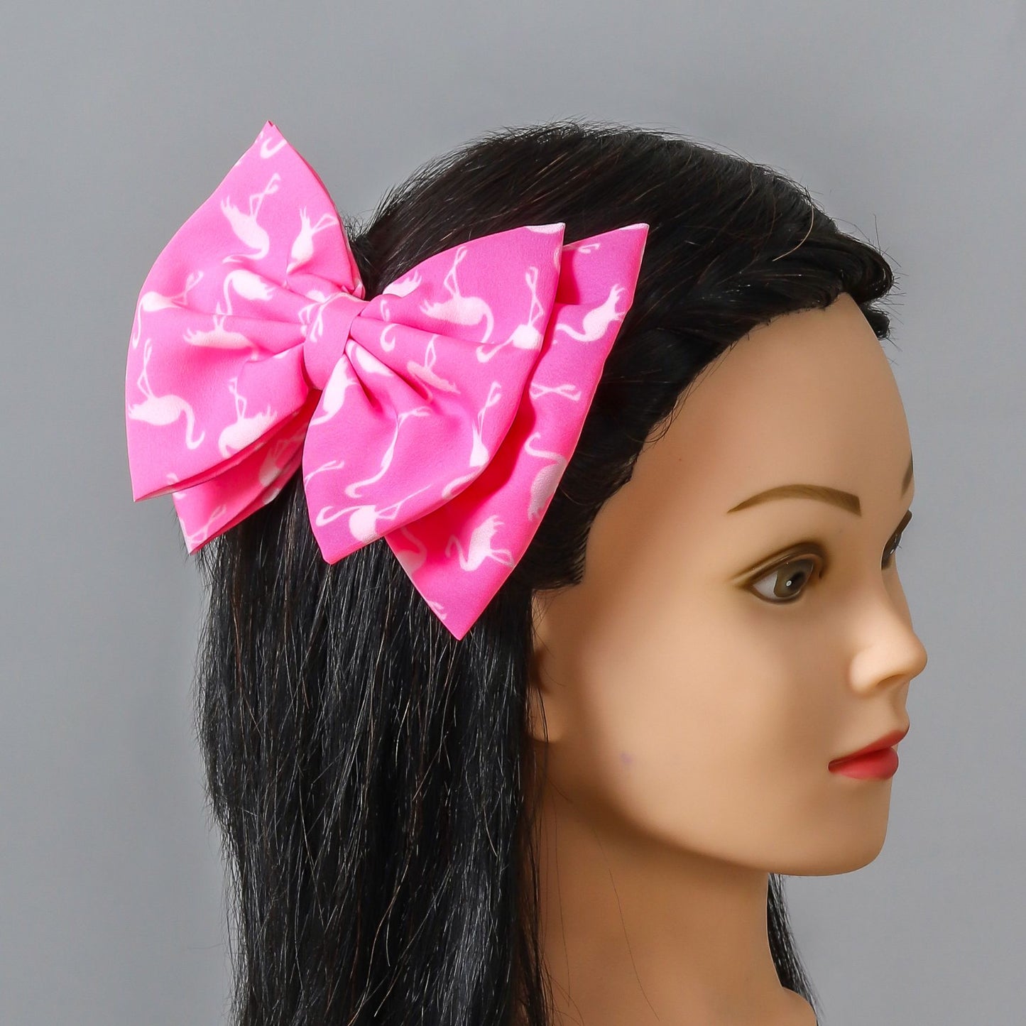 Dual bow with Flamingo bird print bow