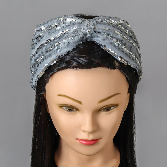 Heavy Sequins Embellished Grey Hair Band