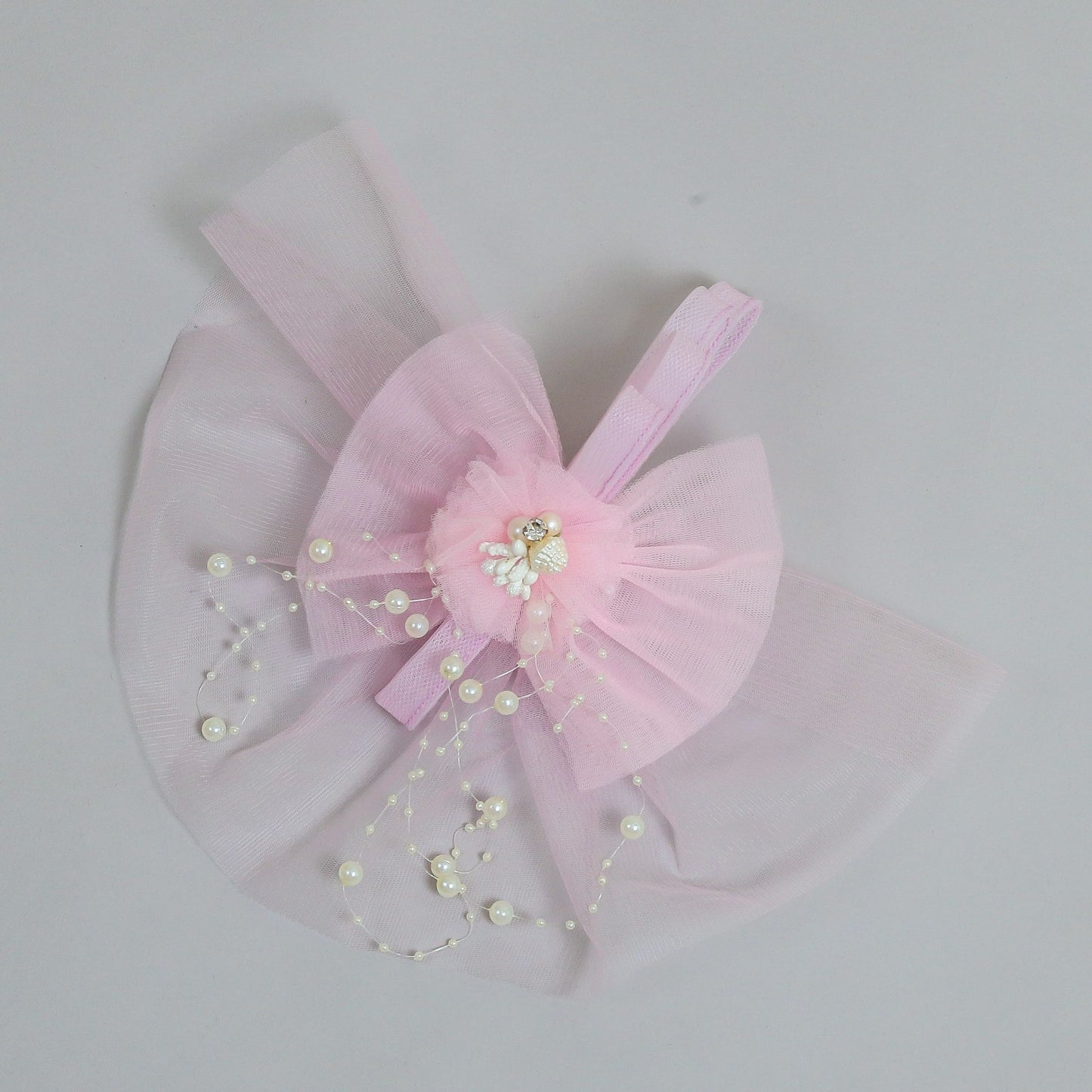 Elegant Lavender Floral Stone And Pearl Work Hair Fascinator