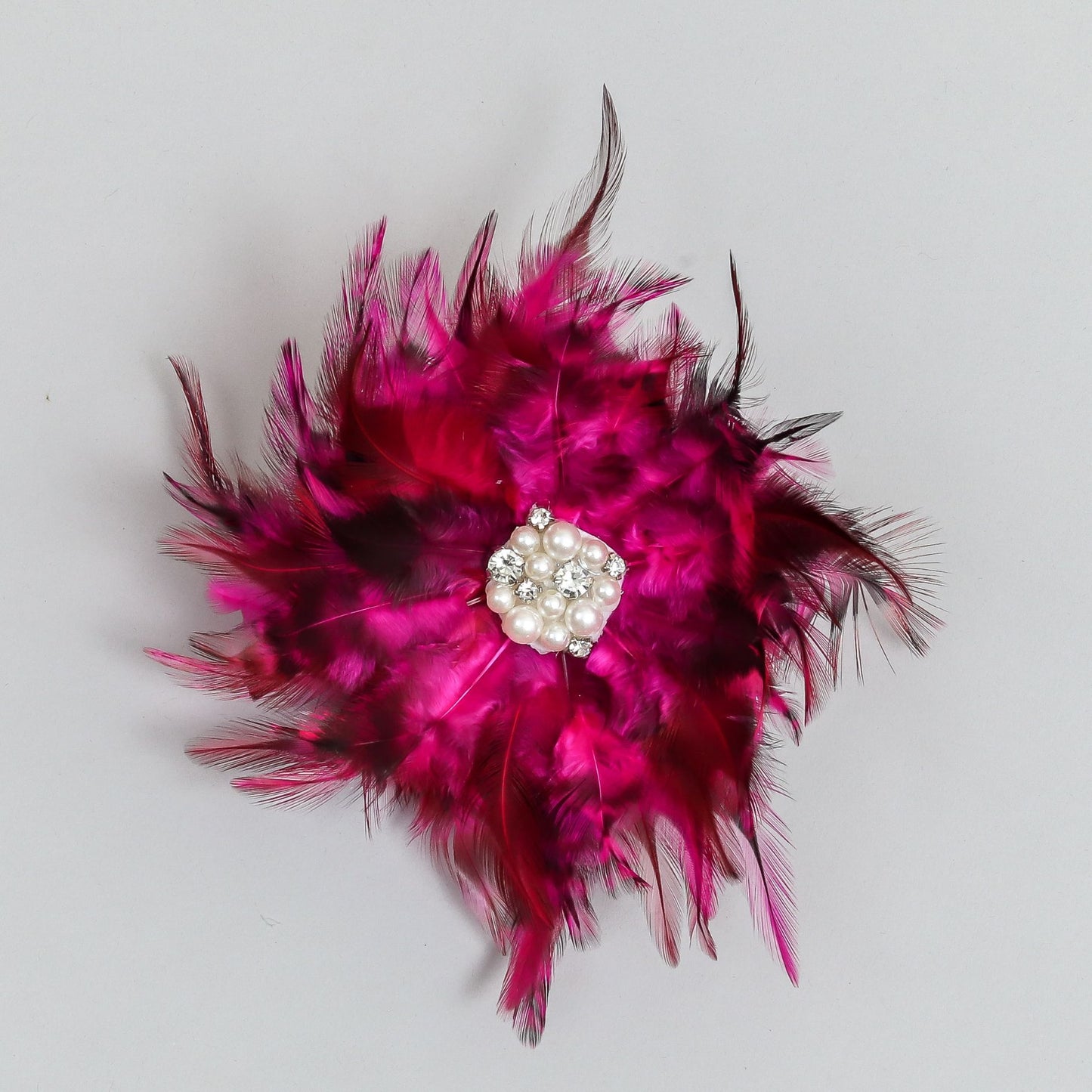 Pearls And Stones Studded Magenta Hair Fascinator