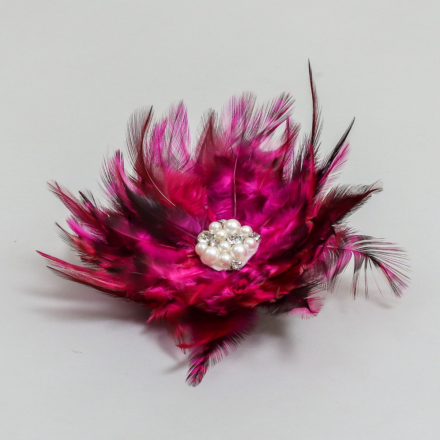 Pearls And Stones Studded Magenta Hair Fascinator