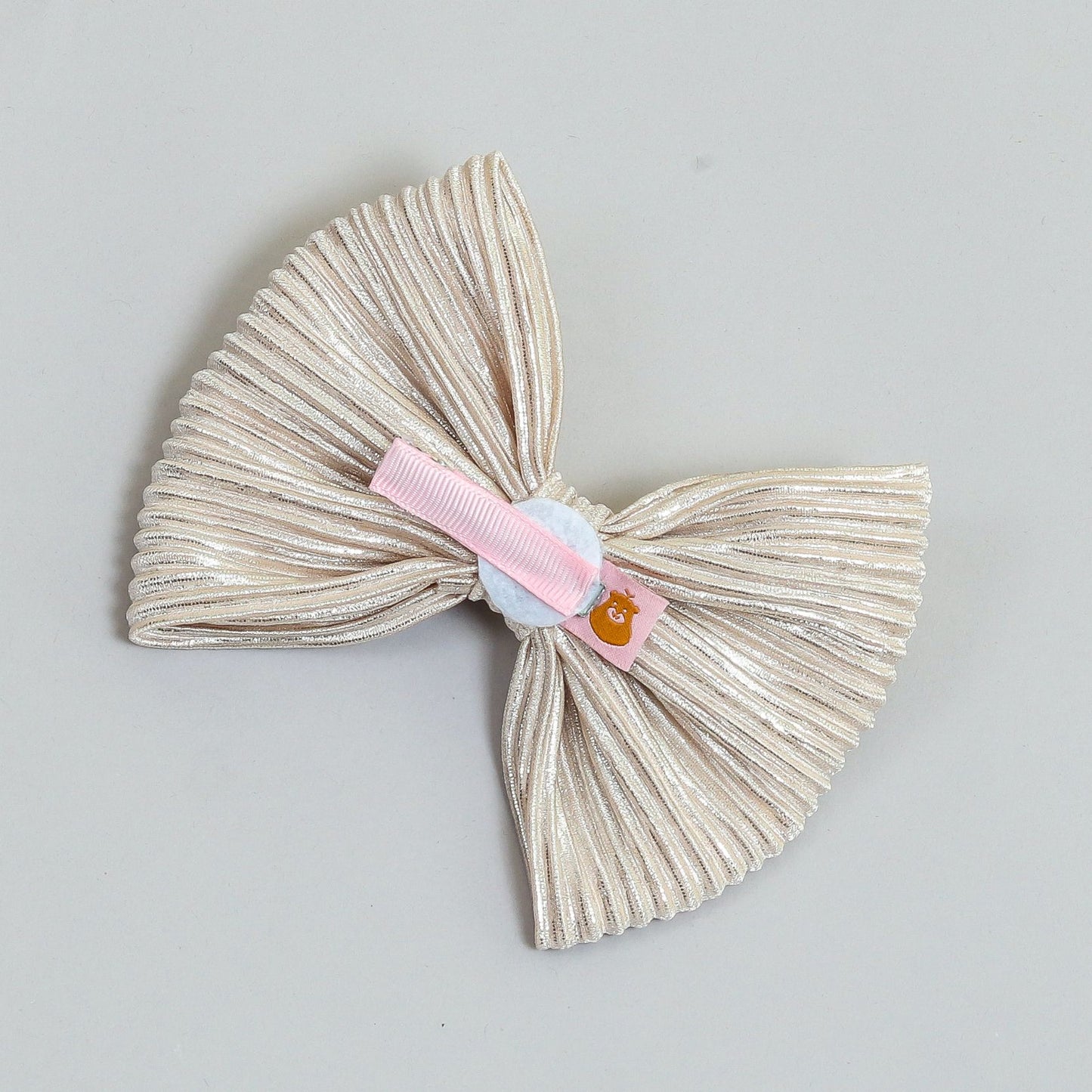 Silver Beige Hair Bow