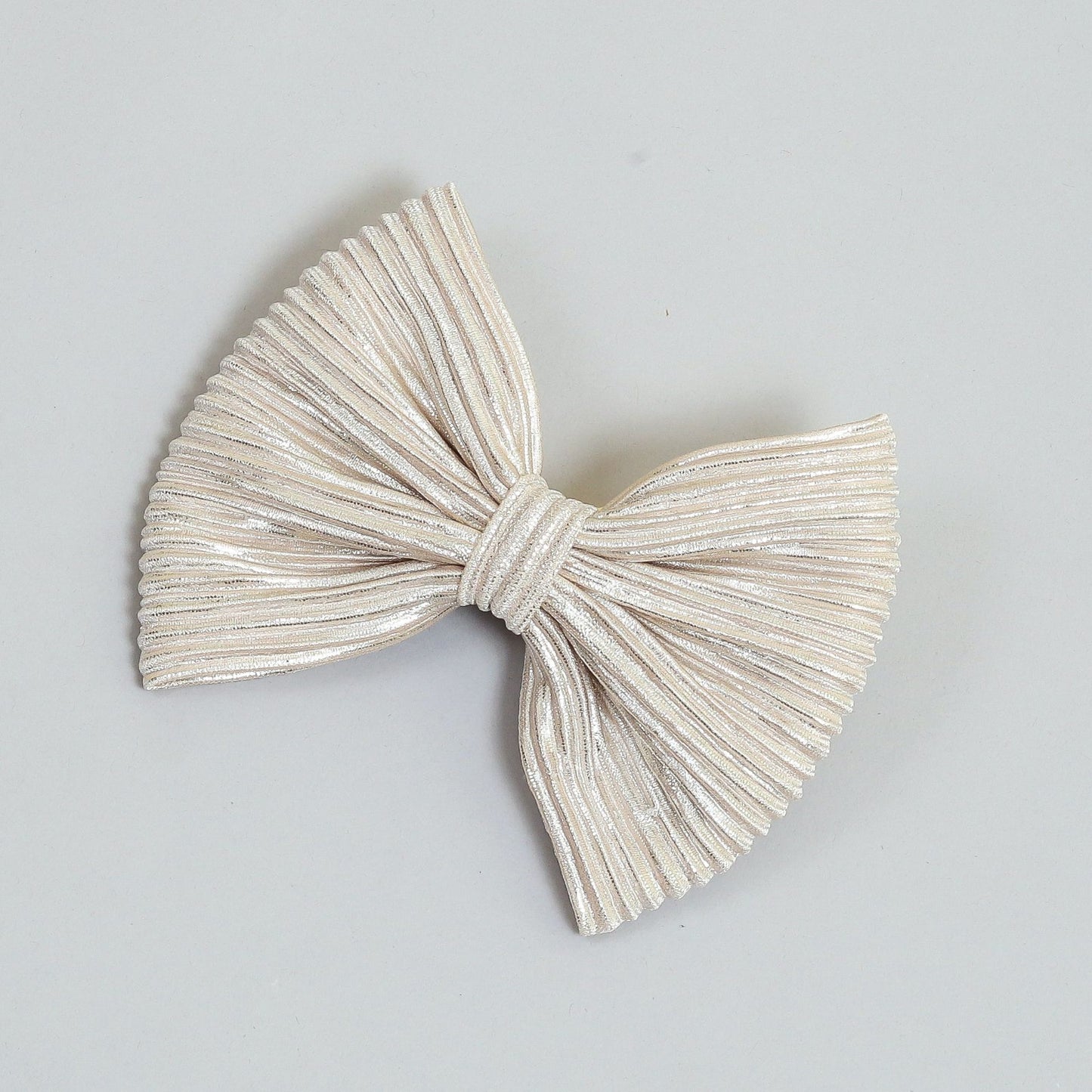 Silver Beige Hair Bow