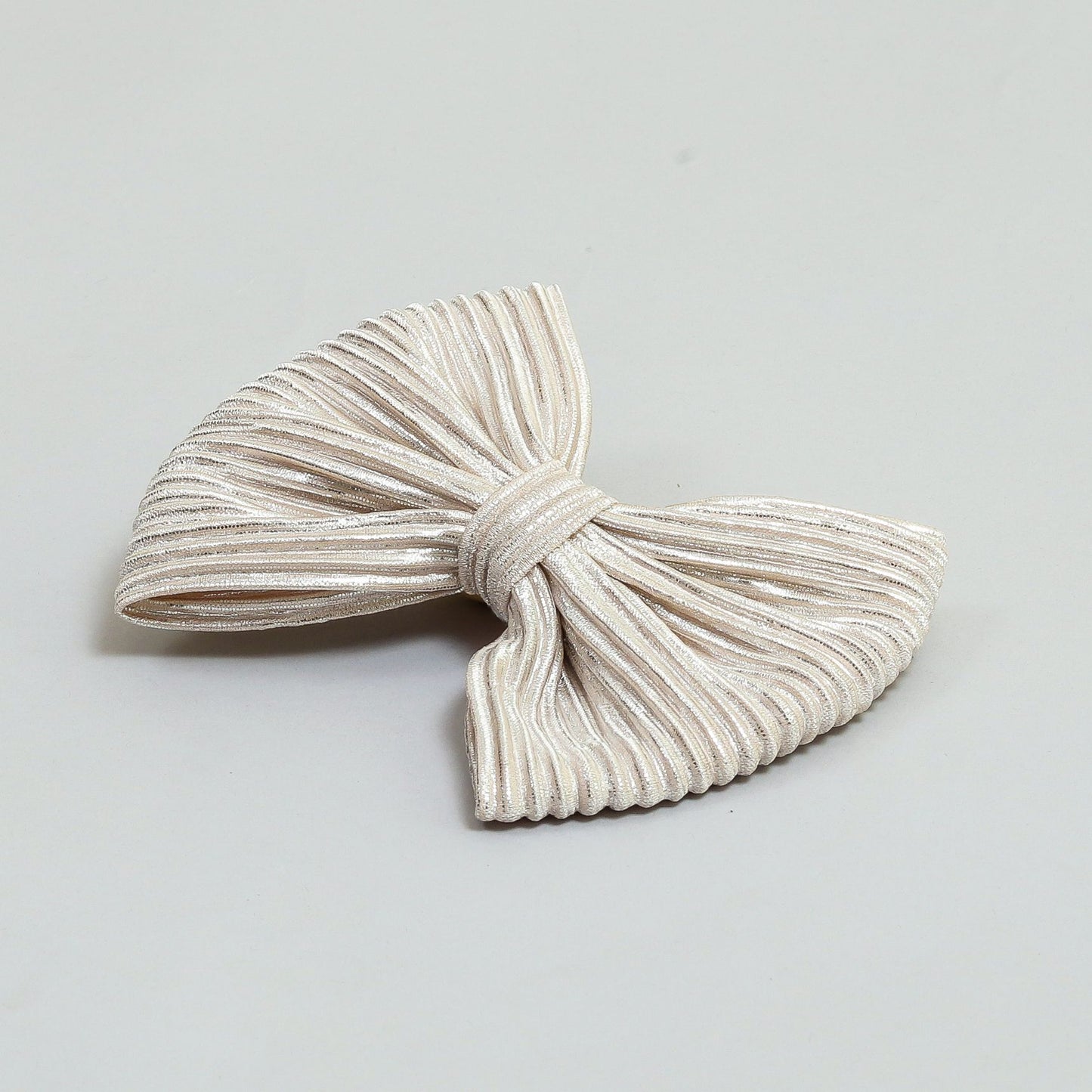 Silver Beige Hair Bow