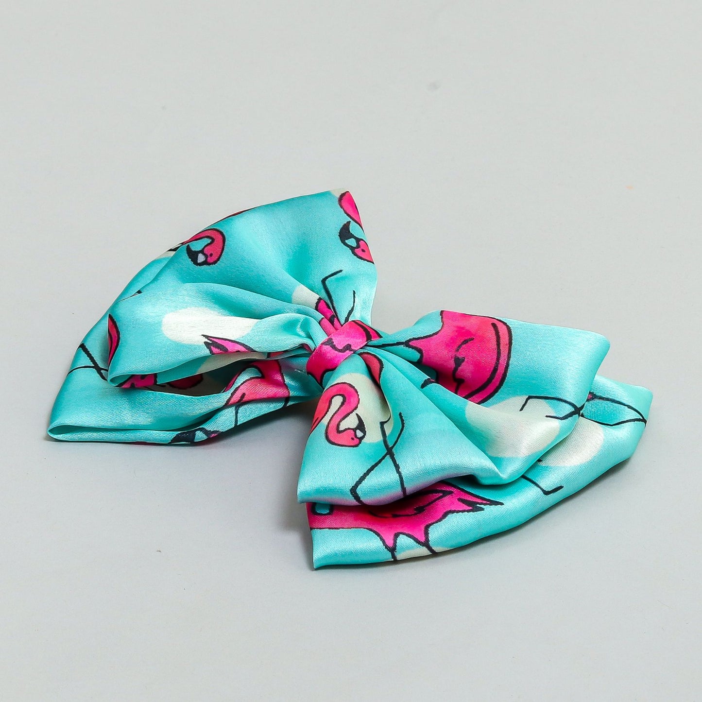 Dual bow with Flamingo bird print bow