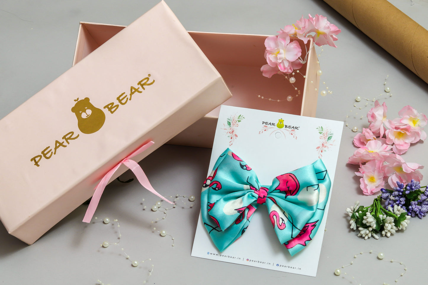 Dual bow with Flamingo bird print bow