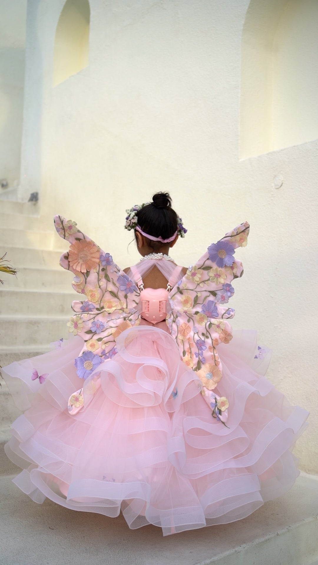 Pear Bear Flutter Bloom premium fairy gown with moving wings for girls
