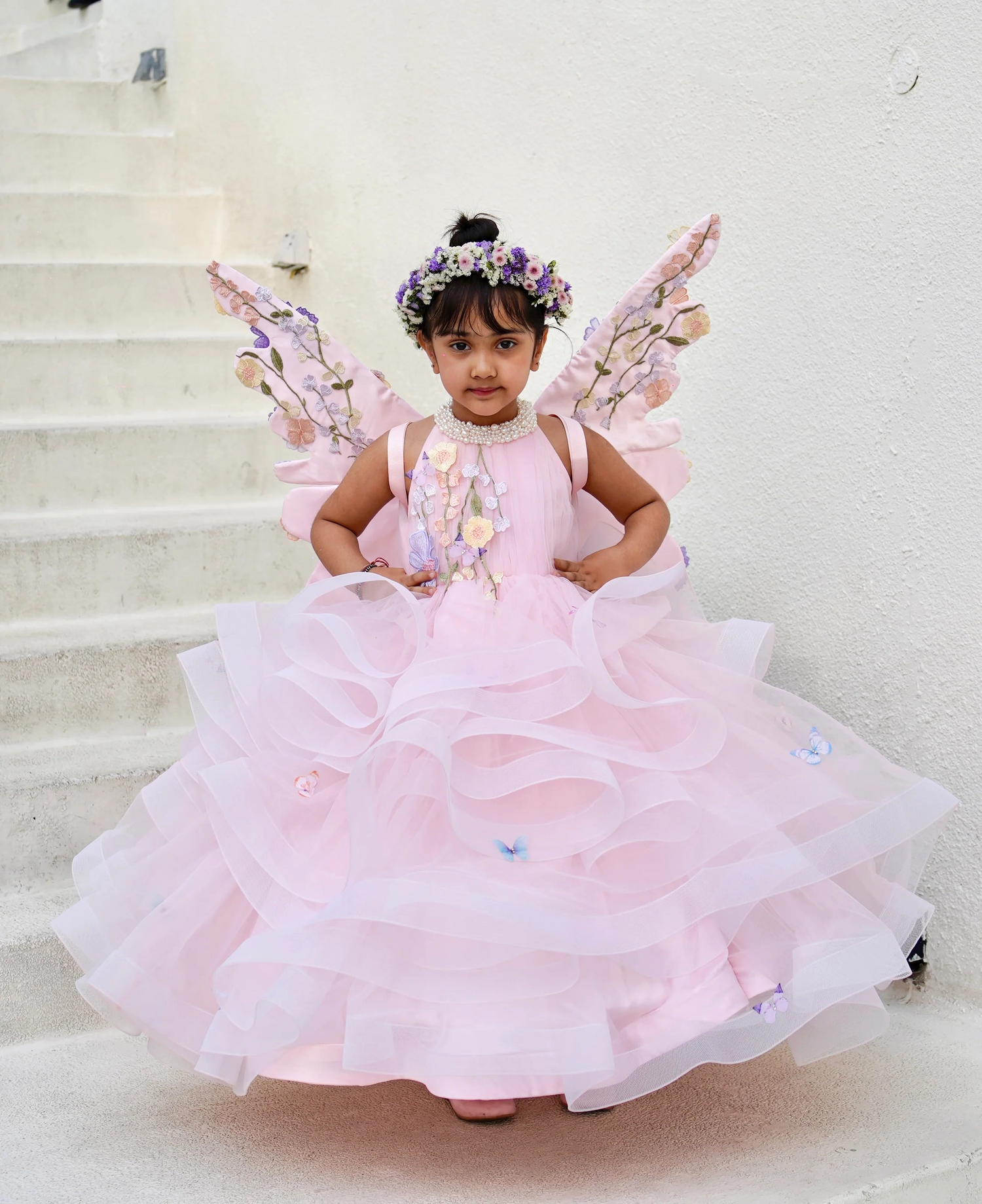 Pear Bear Flutter Bloom premium fairy gown with moving wings for girls