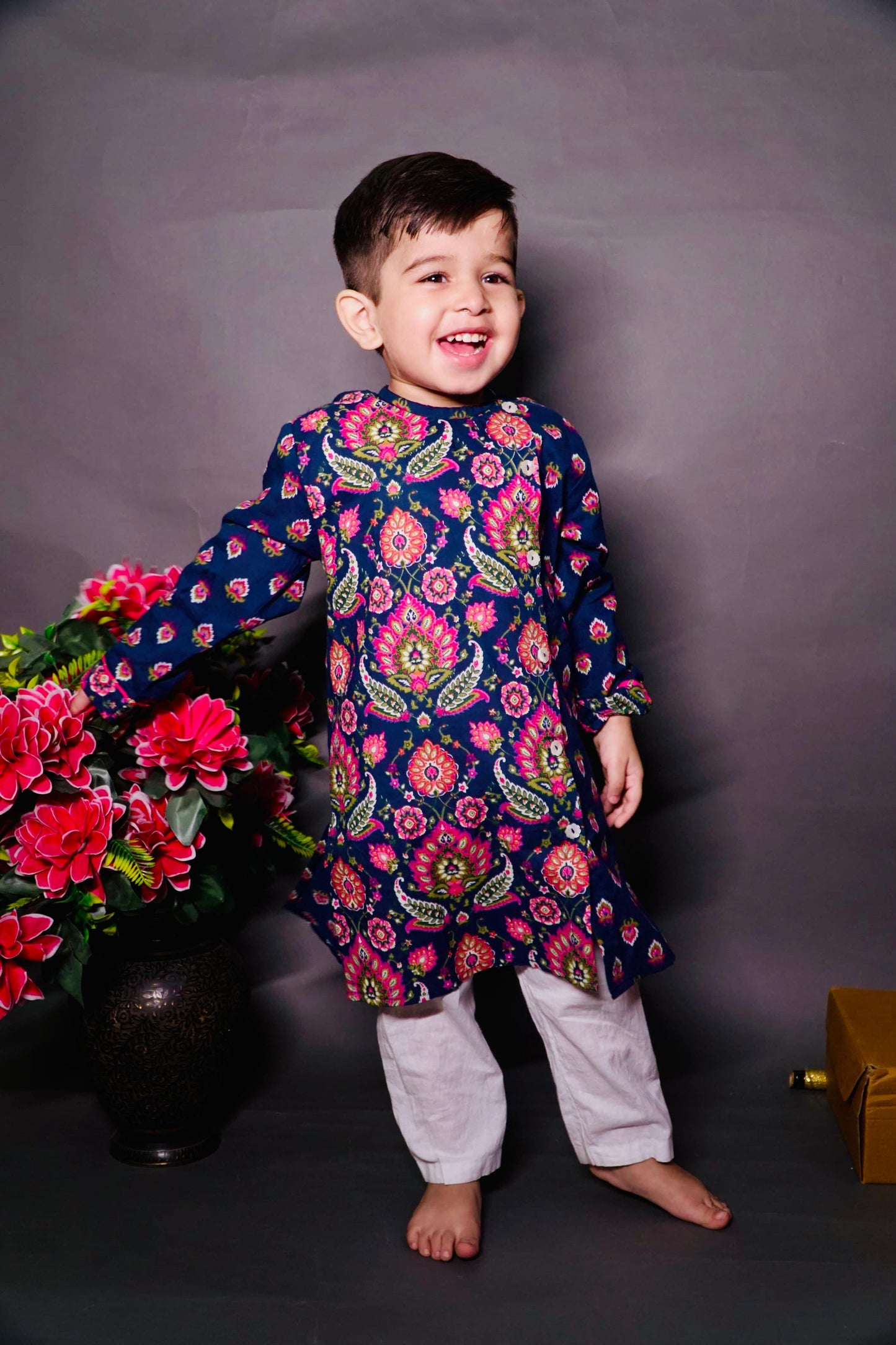 Pear Bear Blue Turkish Printed Stylish Kurta and Pyjama