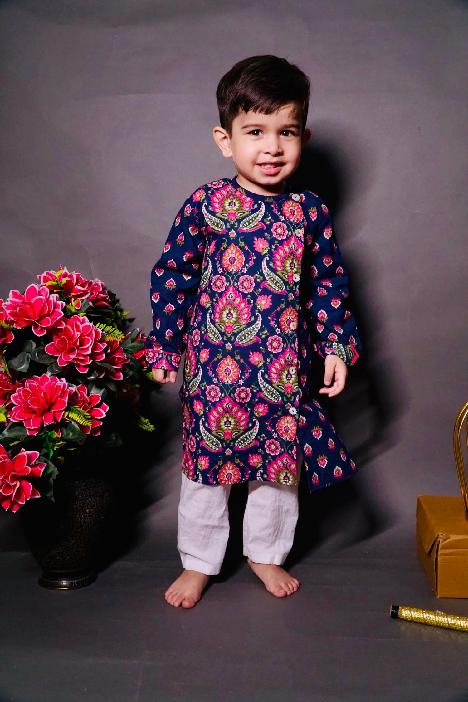 Pear Bear Blue Turkish Printed Stylish Kurta and Pyjama