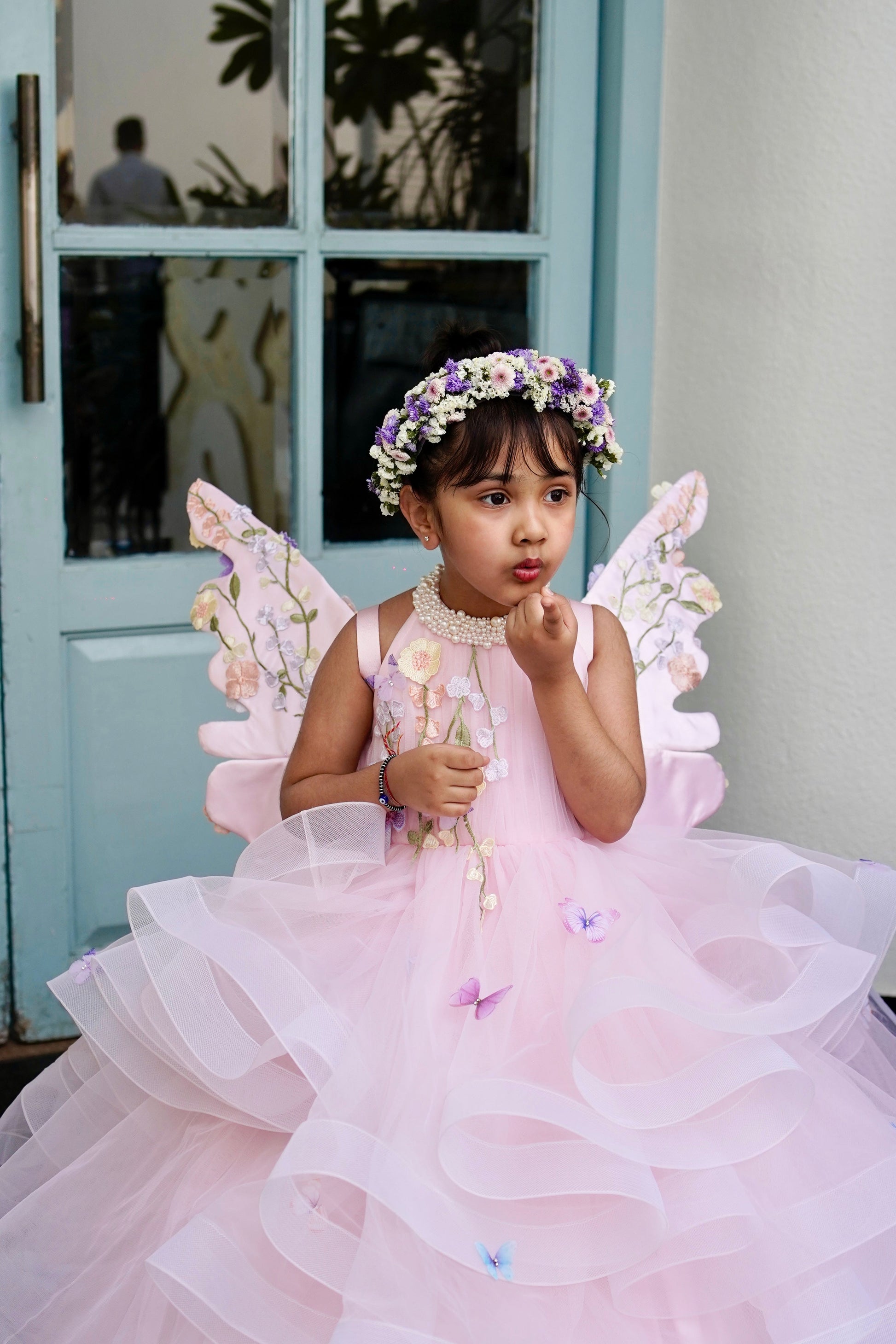 Pear Bear Flutter Bloom Fairy Gown with Moving Wings for Girls 6-7 yrs Pear Bear Flutter Bloom Fairy Gown with Moving Wings for Girls 6-7 yrs