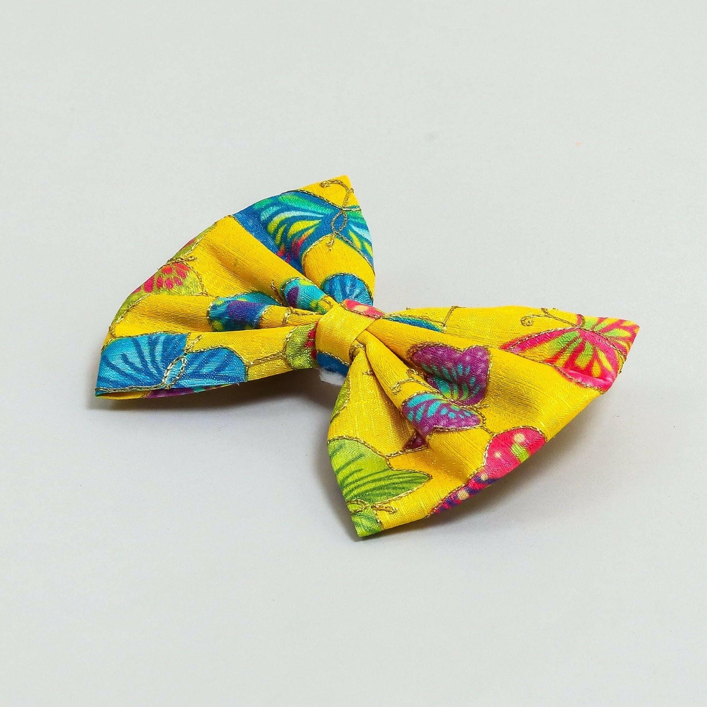 Pear Bear Beautiful hair bow with multi colour butterfly print.