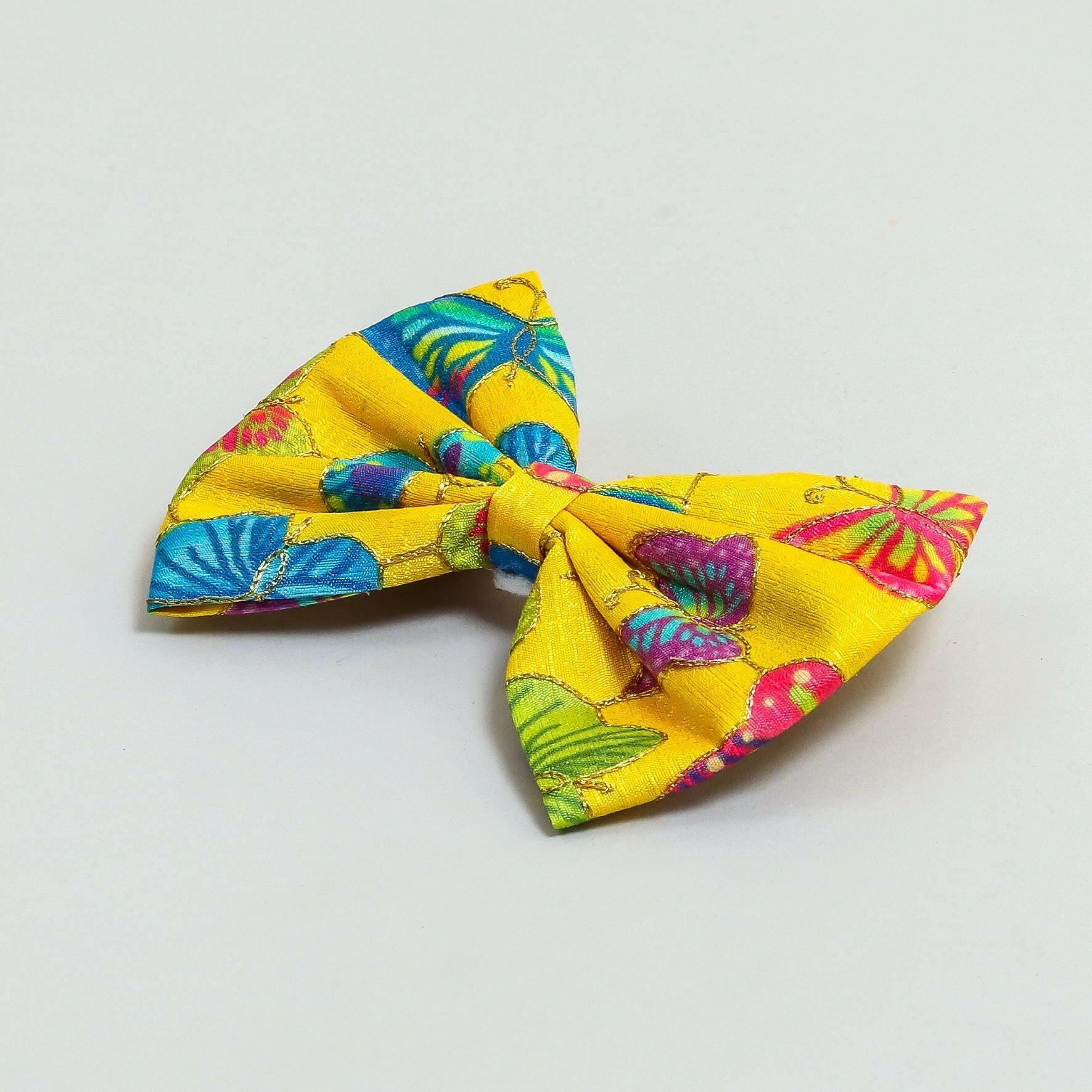 Pear Bear Beautiful hair bow with multi colour butterfly print.