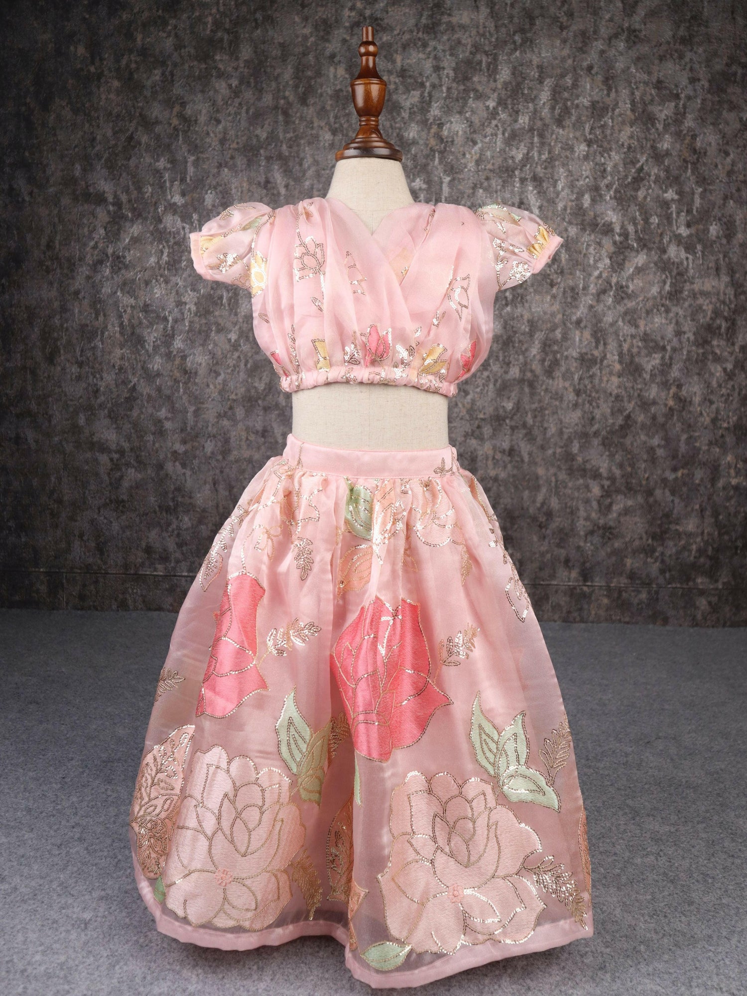 Pear Bear Beautiful Pink Organza Lehenga.