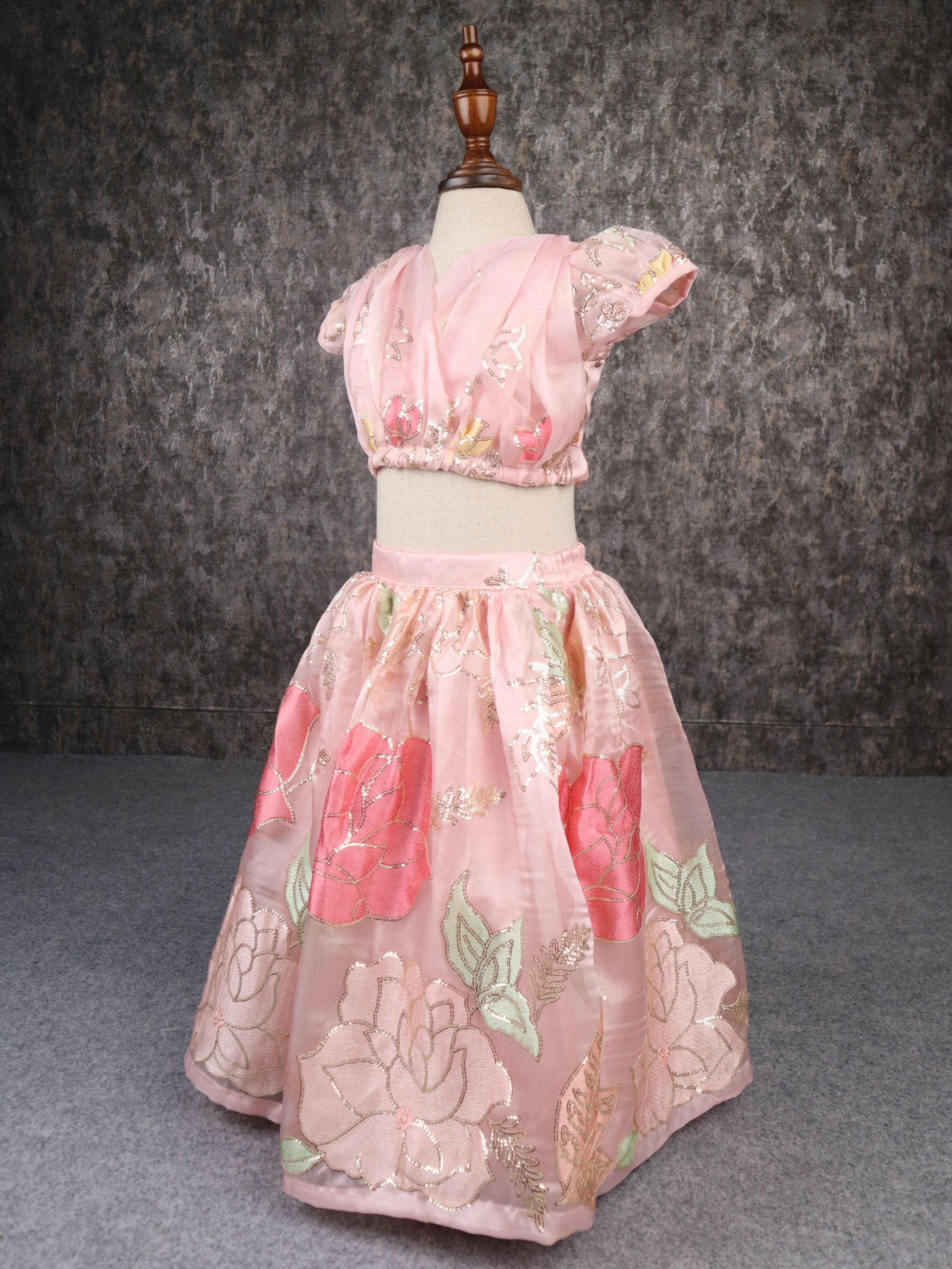 Pear Bear Beautiful Pink Organza Lehenga.