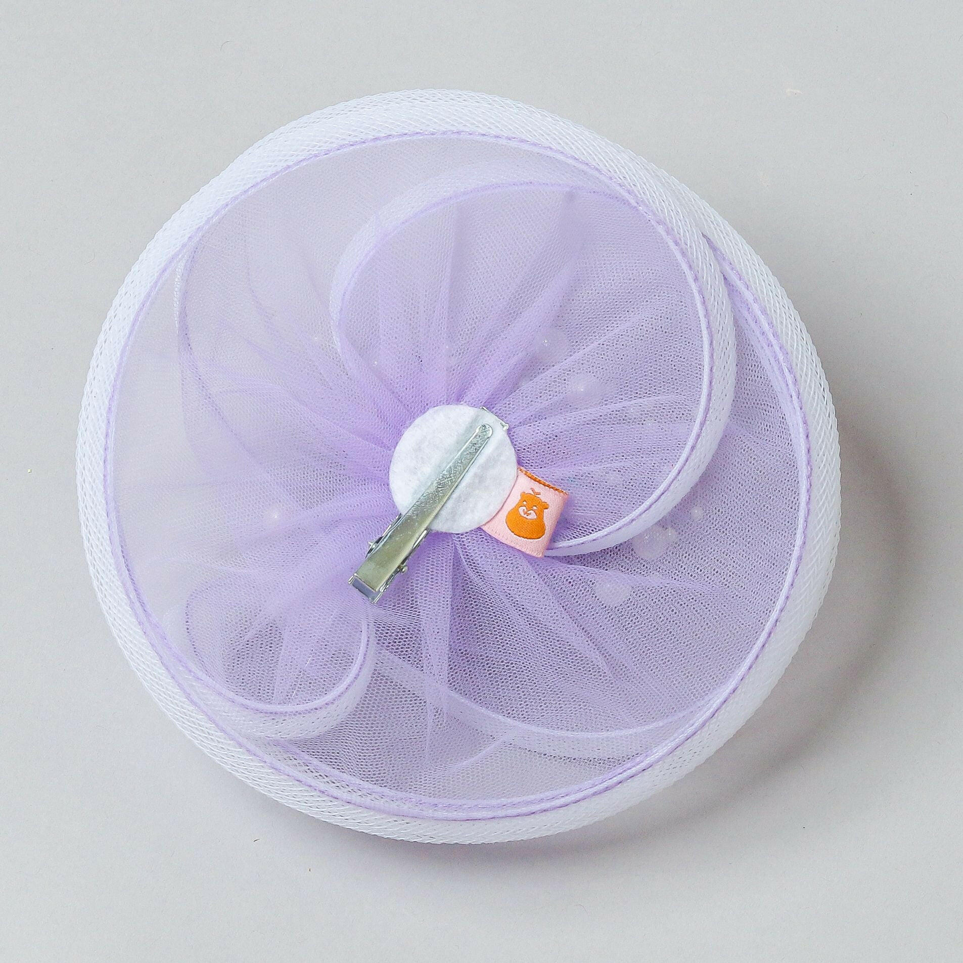 Pear Bear Bow Twisted Lavender Pearl String Hair Clip Fascinator.