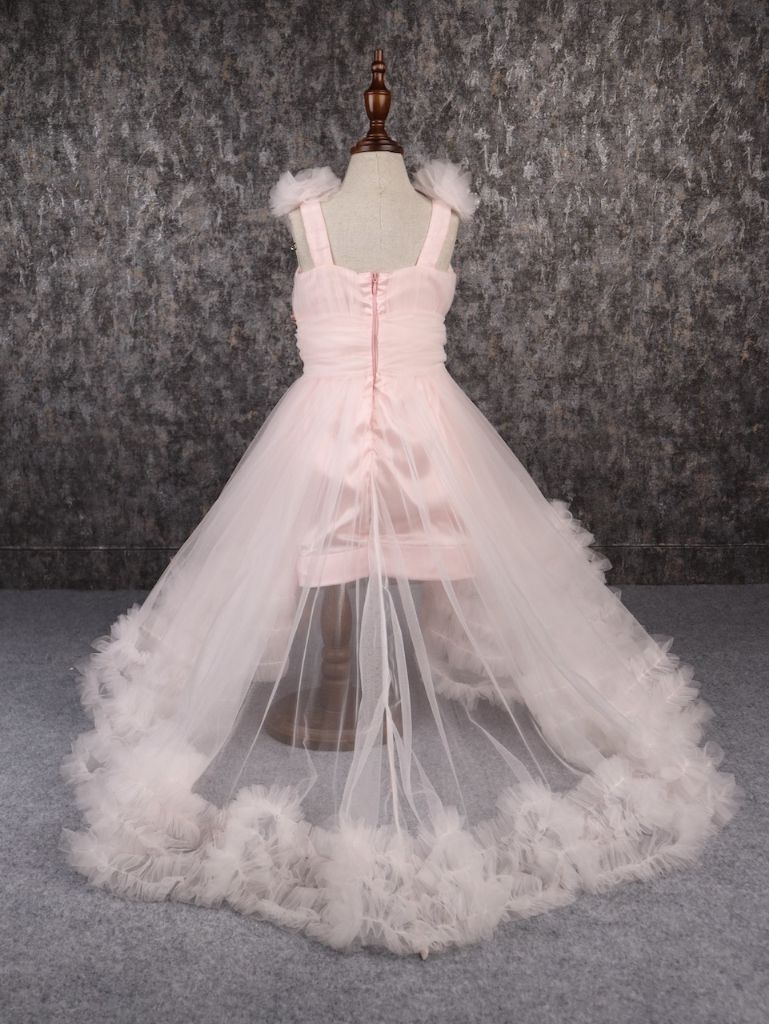 Pear Bear Butterfly Adorned Pink Trail Gown.