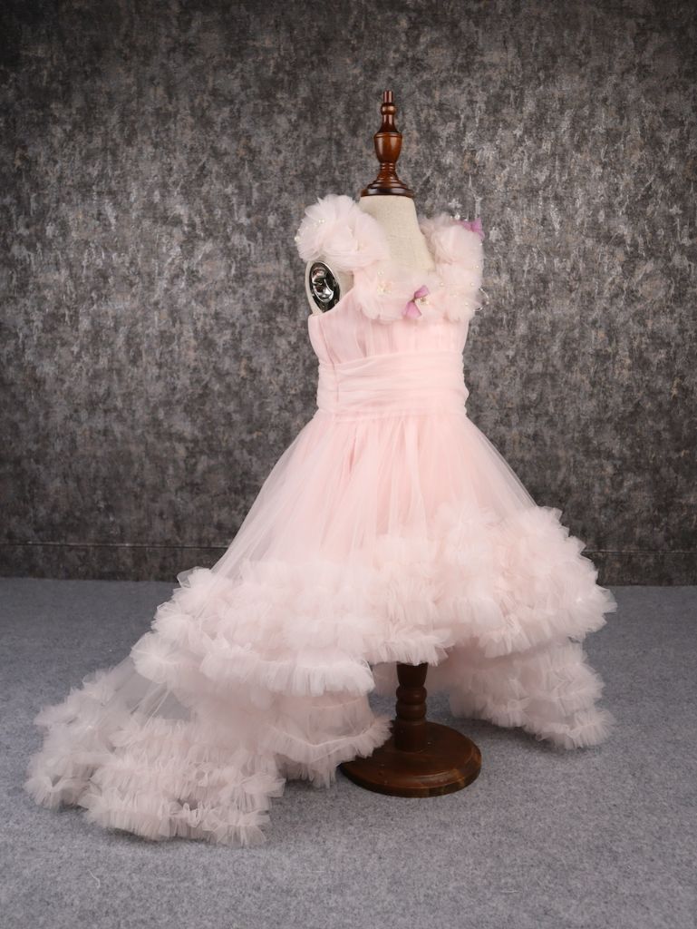 Pear Bear Butterfly Adorned Pink Trail Gown.