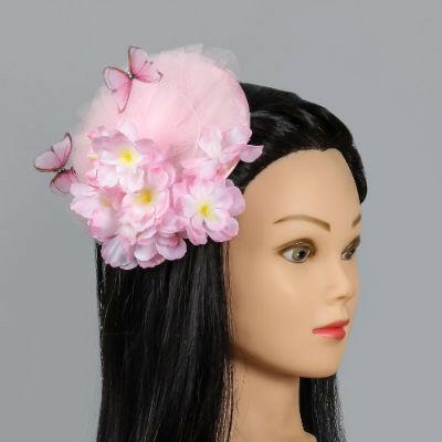 Pear Bear Butterfly And Floral Embellished Frilly Hair Clip Fascinator.