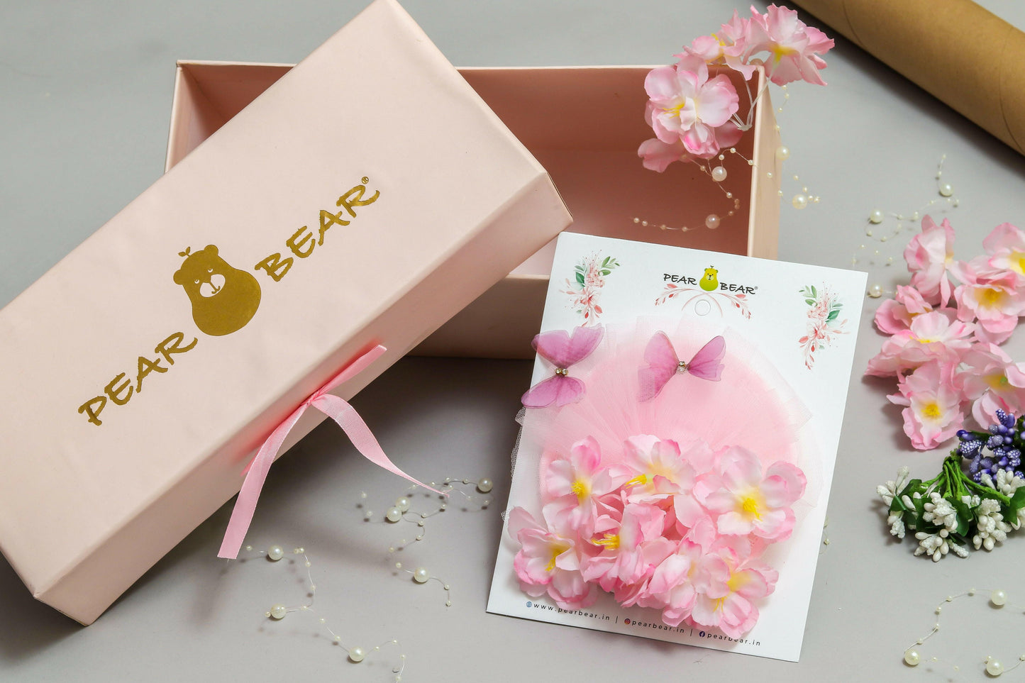 Pear Bear Butterfly And Floral Embellished Frilly Hair Clip Fascinator.