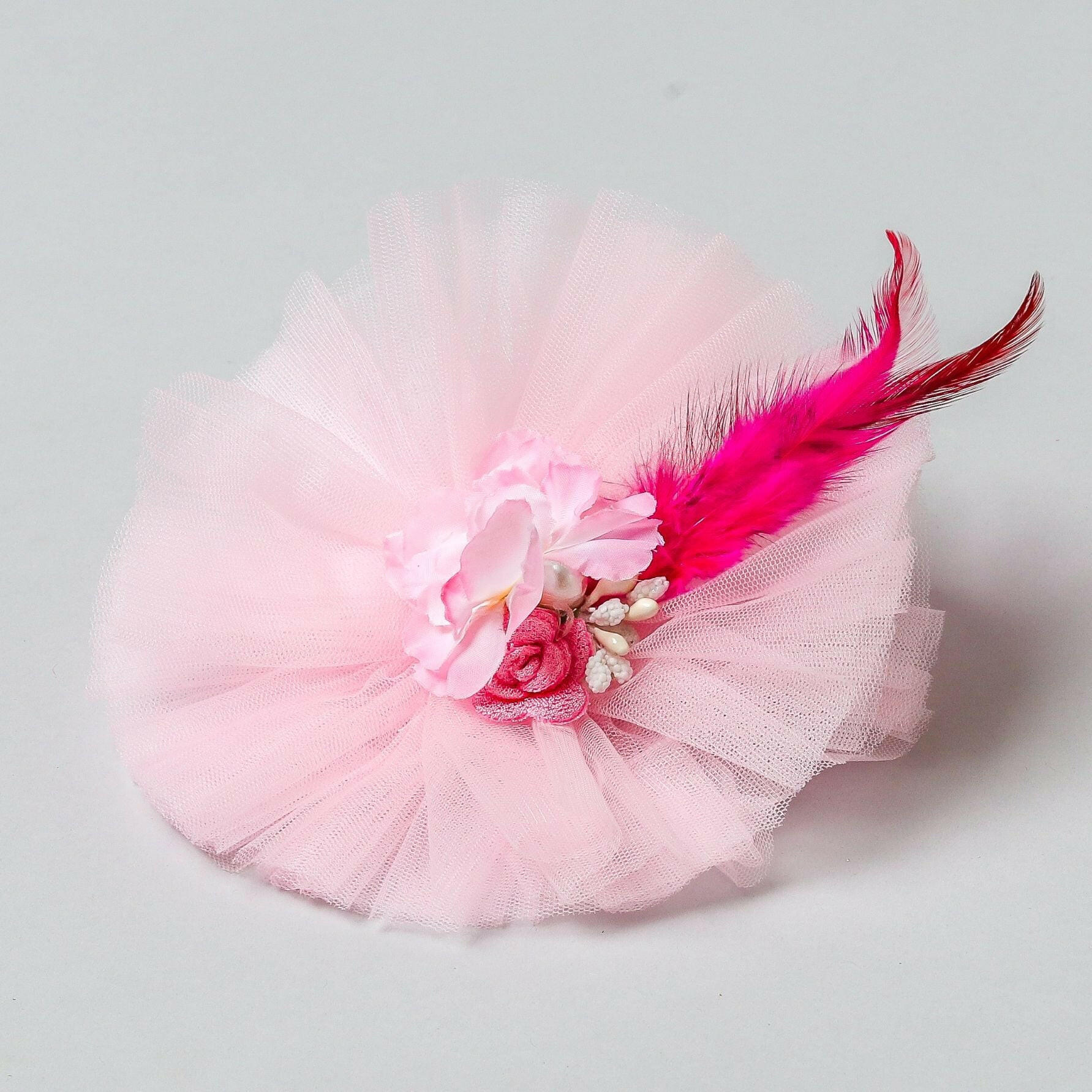 Pear Bear Cute Floral Pink Hair Clip.